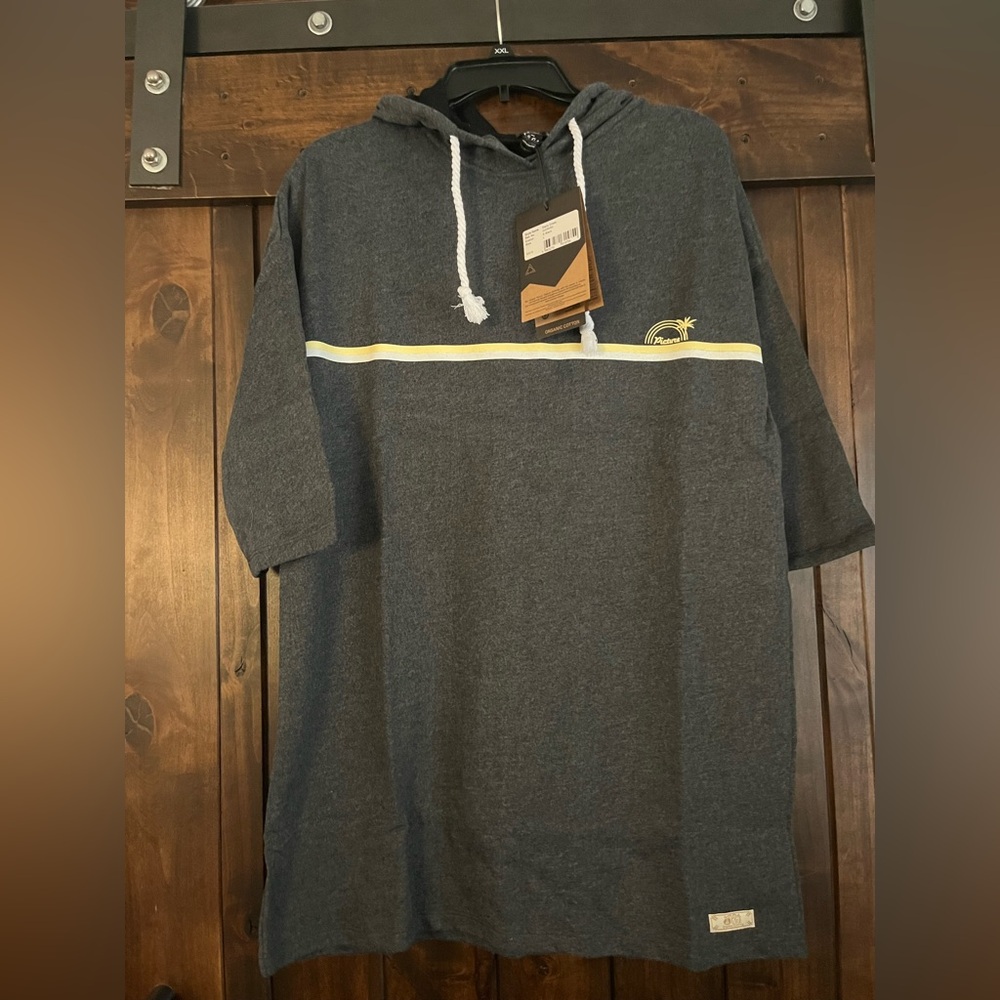 Gray and Yellow Tunic with Sporty Design- hooded t-shirt dress-organic